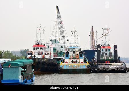 cargo ship, Kumai, Kalimantan, Borneo island, Indonesia, Asia Stock Photo