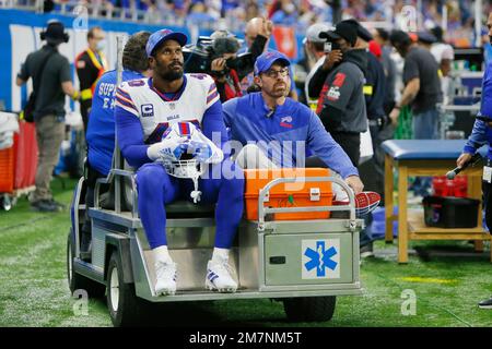 FILE - Buffalo Bills linebacker Von Miller plays during the second half of  an NFL football game against the Cleveland Browns, Sunday, Nov. 20, 2022,  in Detroit. Edge rusher Miller, still recovering