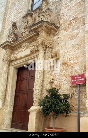 Felline, Italy. Exterior view of Chiesa di San Leucio, built in Baroque style in the 14th century. Stock Photo