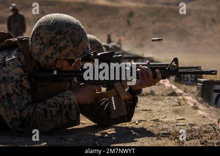A U.S. Marine conducts his annual rifle qualification at Range 116A, on ...