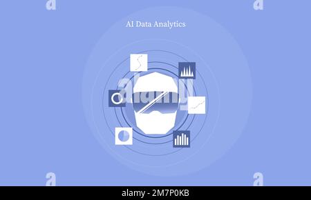 Artificial intelligence in data analysis, Data marketing technology, Business data report Stock Vector