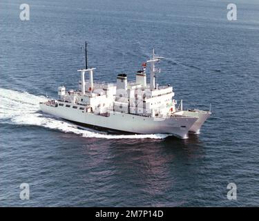 A starboard bow view of the oceanographic research ship USNS MAURY (T ...