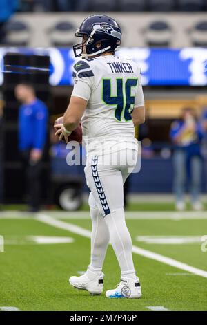 Raiders long snapper Carson Tinker (46) looks on during practice