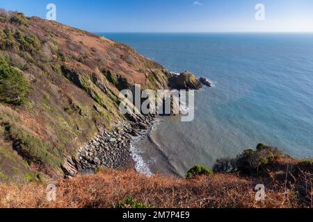 Europe, UK, England, Devon, near Kingswear, Coastal Views looking across Pudcombe Cove Stock Photo