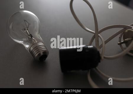 old electronic parts, cartridge holders for old lamps. Stock Photo
