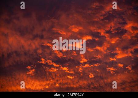 Texture of sunset with clouds on a red sky Stock Photo