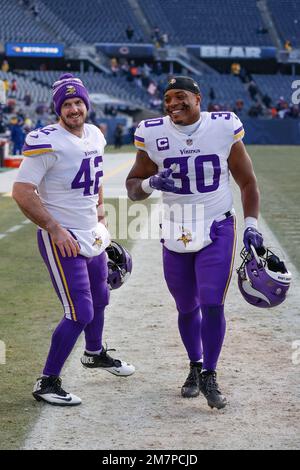 Minnesota Vikings fullback C.J. Ham (30) walks off the field after an NFL  football game against the Chicago Bears, Sunday, Jan. 8, 2023, in Chicago.  (AP Photo/Kamil Krzaczynski Stock Photo - Alamy