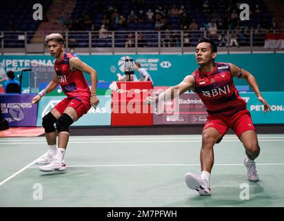 Ko Sung-hyun and Shin Baek-cheol of South Korea compete against