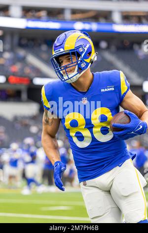 Los Angeles Rams tight end Brycen Hopkins (88) against the San Francisco  49ers in an NFL football game, Sunday, Oct. 30, 2022, in Inglewood, Calif.  The 49ers won 31-14. (AP Photo/Jeff Lewis