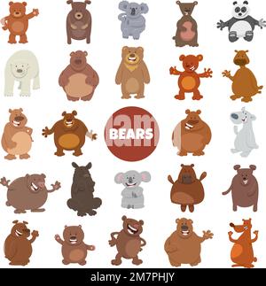 Cartoon illustration of funny bears wild animal characters big set Stock Vector