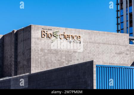 Phoenix, AZ - Nov. 12, 2022: Phoenix Union Bioscience High School is a public school specializing in STEM and STEAM education located in downtown Phoe Stock Photo