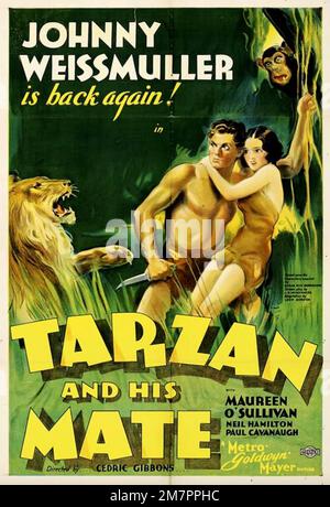 TARZAN AND HIS MATE 1924 MGM film with Johnny Weissmuller and Maureen O'Sullivan Stock Photo