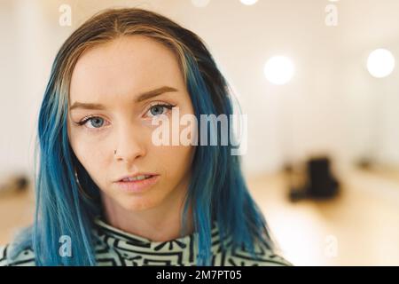 Image of caucasian female hip hop dancer posing to camera Stock Photo