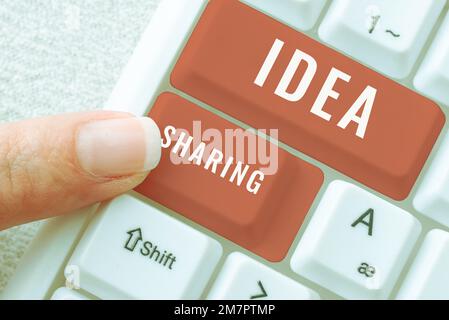 Writing displaying text Idea Sharing. Business idea Startup launch innovation product, creative thinking Stock Photo