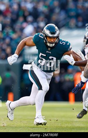 Philadelphia Eagles linebacker Nakobe Dean (17) in action during the NFL  divisional round playoff football game against the New York Giants,  Saturday, Jan. 21, 2023, in Philadelphia. (AP Photo/Chris Szagola Stock  Photo - Alamy