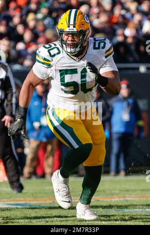 Green Bay Packers guard Zach Tom (50) blocks during the second half of an  NFL football game against the Chicago Bears, Sunday, Dec. 4, 2022, in  Chicago. (AP Photo/Kamil Krzaczynski Stock Photo - Alamy