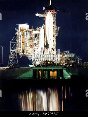 The Columbia on the launch pad prior to the first launch of the 30 year ...