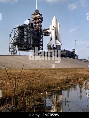 The Columbia on the launch pad prior to the first launch of the 30 year ...