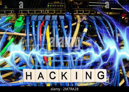 Symbolic image, cyber security, cyber attacks worldwide, computer crime, digital IT attacks, economy, energy economy, nuclear power plants, society Stock Photo