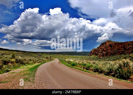 USA, Idaho, Owyhee County, Owyhee Uplands Scenic Bypass, Mud Flat Road Stock Photo