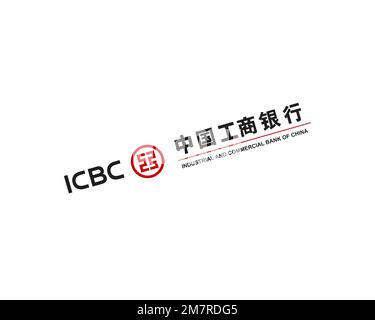 Industrial and Commercial Bank of China, Rotated Logo, White Background Stock Photo
