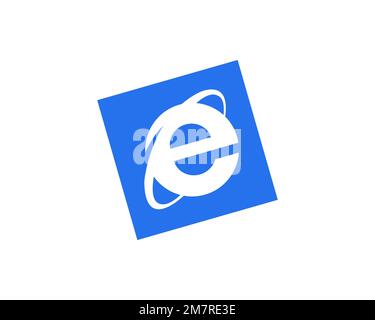 Internet Explorer 10, rotated logo, white background Stock Photo