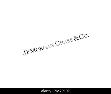 JPMorgan Chase, rotated logo, white background Stock Photo