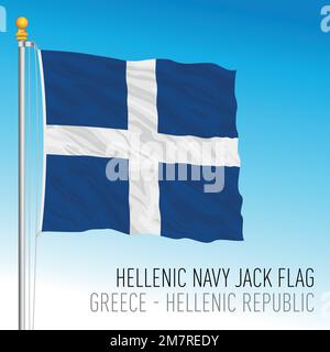 Navy of Greece jack flag, Hellenic Republic, vector illustration Stock Vector