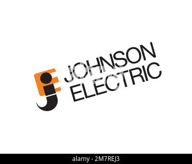 Johnson Electric, rotated logo, white background Stock Photo