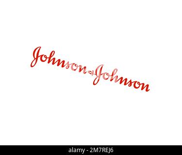 Johnson & Johnson, rotated logo, white background B Stock Photo