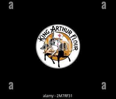 King Arthur Flour, Rotated Logo, Black Background B Stock Photo