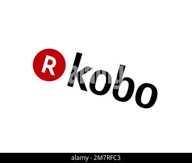Kobo eReader, Rotated Logo, White Background B Stock Photo