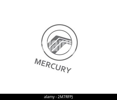 Mercury automobile, rotated logo, white background B Stock Photo