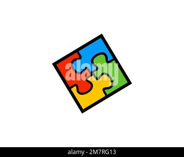 Microsoft Office 97, rotated logo, white background Stock Photo