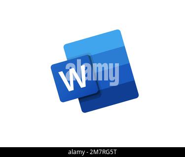 Microsoft Word, rotated logo, white background Stock Photo