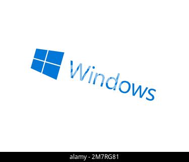 Microsoft Windows, rotated logo, white background B Stock Photo