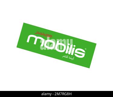 Mobilis Algeria, rotated logo, white background B Stock Photo