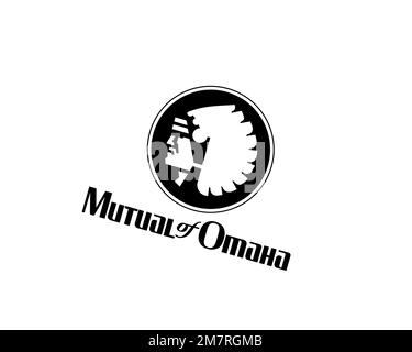 Mutual of Omaha, Rotated Logo, White Background B Stock Photo