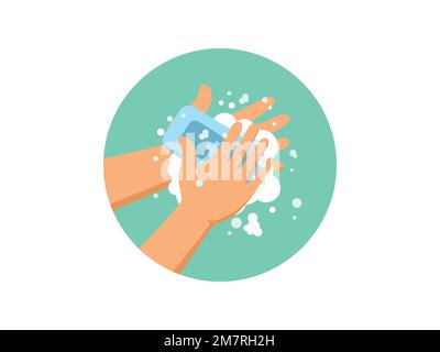 Wash Hands with Soap Vector Illustration. Flat Design. Stock Vector