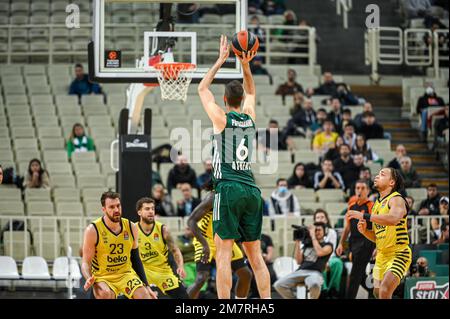Athens, Greece, 10/01/2023, 6 GEORGIOS PAPAGIANNIS of Panathinaikos BC during the Euroleague, Round 18, match between Panathinaikos BC and Fenerbahce Beko Istanbul at Oaka Altion on January 10, 2023 in Athens, Greece. Stock Photo