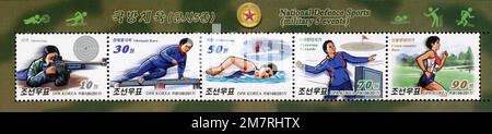 2017 North Korea stamp set. National defence sports. Stock Photo