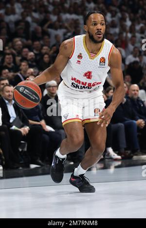 Belgrade, Serbia, 5 January 2023. Jaron Blossomgame of AS Monaco in action during the 2022/2023 Turkish Airlines EuroLeague match between Partizan Mozzart Bet Belgrade and AS Monaco at Stark Arena in Belgrade, Serbia. January 5, 2023. Credit: Nikola Krstic/Alamy Stock Photo
