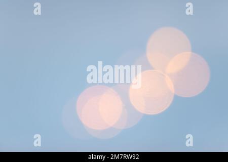 lights in bokeh on background of fog in outdoor in winter Stock Photo