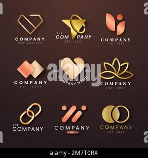 Luxury business logo vector set rose gold icon design Stock Vector