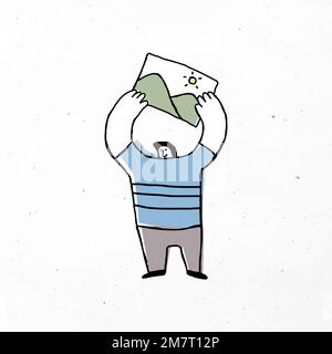 Vector man holding a picture cartoon icon Stock Vector