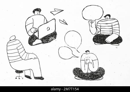Work discussion vector cartoon business icons  set Stock Vector