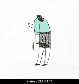 Smart office woman vector holding papers doodle icon Stock Vector