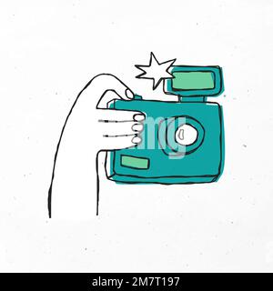 Green hand drawn camera vector clipart Stock Vector