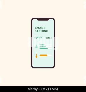 Smart farming controller UI vector on smartphone screen Stock Vector