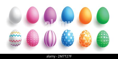 Easter eggs set vector design. Easter egg colorful collection elements for spring holiday layout in white isolated background. Vector Illustration. Stock Vector